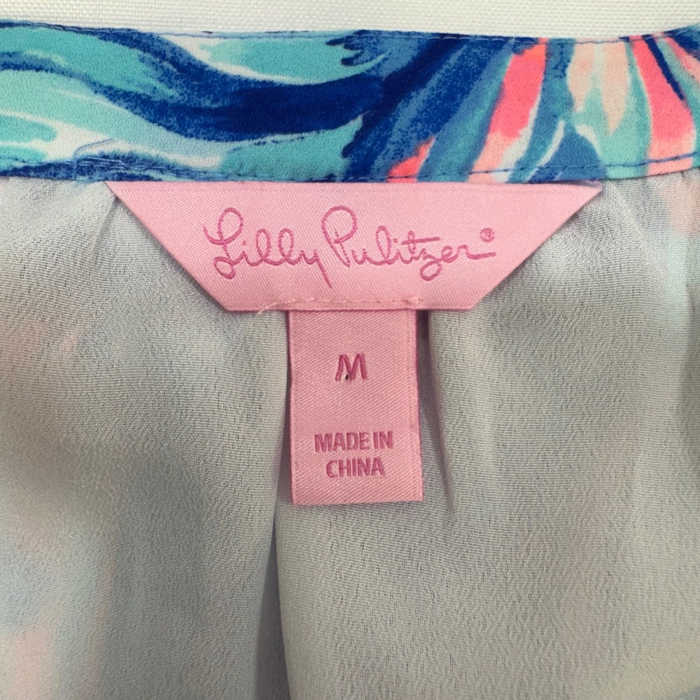 NWOT Lilly Pulitzer Brynle Dress Medium Blue Pink Long Sleeve Shift Resortwear - Picture 7 of 16